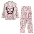 thumbnail image 6 of FOR U DESIGNS Flower Butterfly Pajama Sets for Women 2 Piece Button Down Long Sleeve Pants and V-neck Tops Size S Button Up Night Shirts for Women Sleepwear Pj, 6 of 7