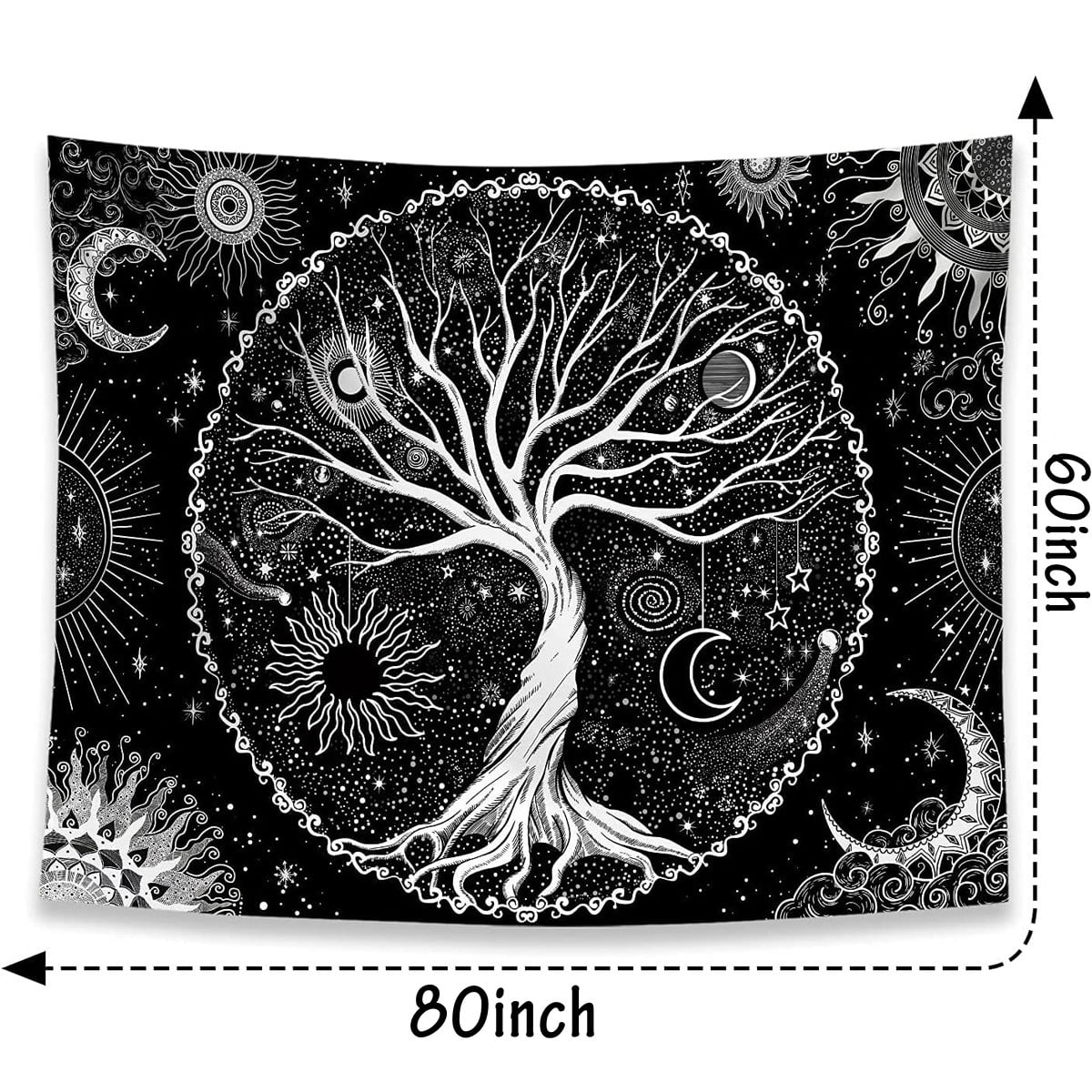 Tree Of Life Tapestry Black And White Starry Tapestry Aesthetic