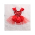 thumbnail image 2 of Baby Girls Sleeveless Romper Sequined Heart-Shaped Mesh Ruffled Jumpsuit Tutu Dress, 2 of 9