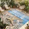 thumbnail image 2 of Outdoor Rug 3x5 ft Beach Starfish Outdoor Large Area Rug Non Slip Rubber Shell Coral Blue Wood Grain Front Door Mat RV Rug Camping Carpet Patio Outdoor Rugs for Backyard Balcony Deck Porch Indoor, 2 of 9