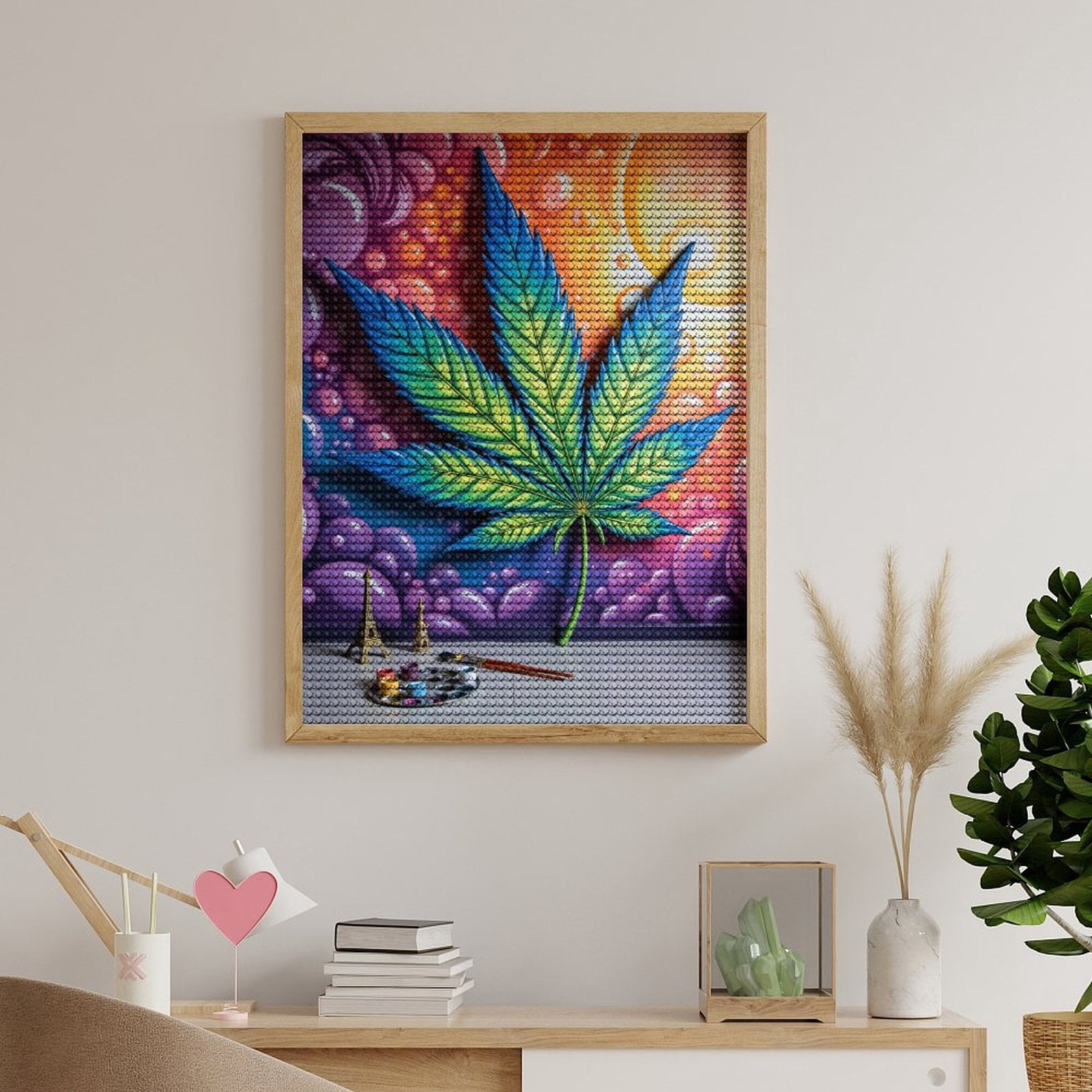Diamond Art Kits for Adults, Vibrant Leaf Art Wall Decor Colors 5D Diamond Painting Kits for Adults Beginners, DIY Full Drill Diamond Painting, Gem Art and Crafts 12x16