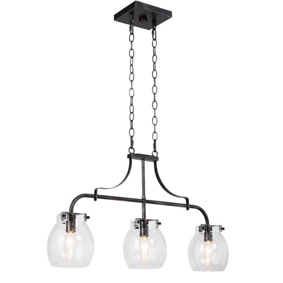 LNC Îlot de Cuisine Transitionnel Linéaire Noir et Mason Jar 3 Lumières, Suspension LED, Salle à Manger, Hall d'Entrée, Suspension de Table Îlot de Cuisine, 25"Lx 14"H, UFBUVWM14030C7/Walmart Canada