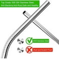 thumbnail image 5 of Sinvic Jumbo Smoothie and Milkshake Reusable Metal Straws, 12mm Wide for Boba, 8.5 Inch Long for 30oz Tumbler, Stainless Steel, 2 Straight and 2 Bent with 1 Cleaning Brush, 5 of 6