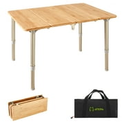 ATEPA Camping Folding Bamboo Table Portable Camp Outdoor Small Table with Carrying Bag, 23.6"*15.7"