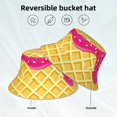 thumbnail image 5 of Bingfone Red Ice Cream Bucket Hat For Men Women,Packable Reversible Printed Sun Hats,Fisherman Outdoor Travel Hiking Beach Caps, 5 of 9