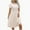 Beige, variant on Fashion Swing Dresses for Womens 2026 Summer Plus Size Temperament Solid Color Pleated Three-quarter Sleeve Waist A-line Dress