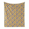 thumbnail image 1 of Botanic Soft Flannel Fleece Throw Blanket, Concept of Pastel Leaves Forest Branches Autumn Season Foliage Plants, Cozy Plush for Indoor and Outdoor Use, 50" x 70", Mustard and Ceil Blue, by Ambesonne, 1 of 5
