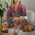 thumbnail image 6 of Honeii Lantern Giraffes Magical Forest Print Women's Pajama Sets Long Sleeve Button Down Sleepwear Nightwear Soft Pjs Lounge Sets 2PCS-Large, 6 of 7