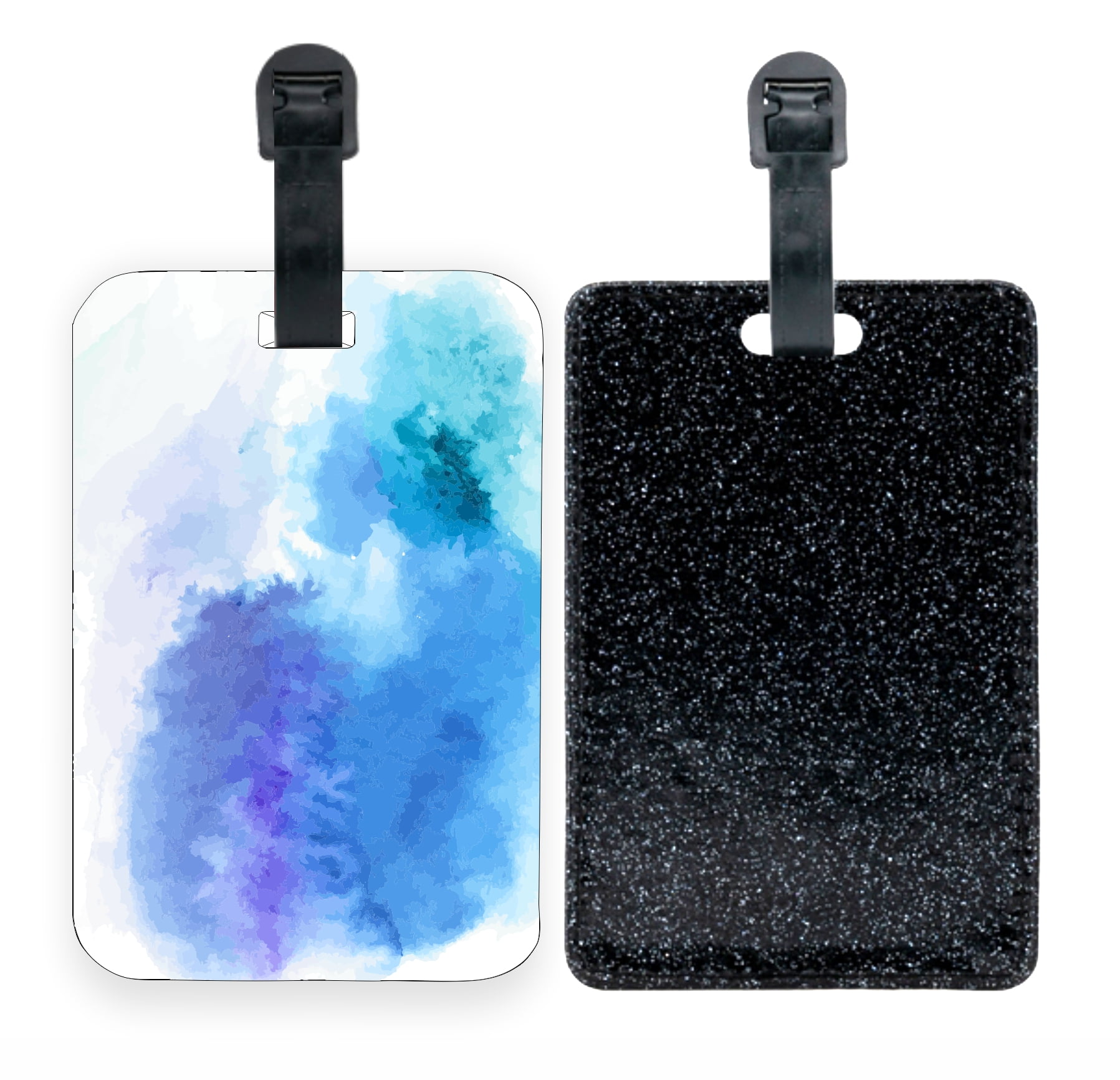 Black Glitter Luggage Tag Identifier Luggage Tag Marble Blue Tones