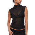 thumbnail image 1 of Remera INLYRIC Cosnufy de Malla Transparente con Cuello Simulado Negra M, 1 of 8