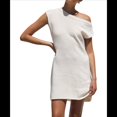 thumbnail image 1 of Vestido Minivestido de Punto Elástico con Hombros Descubiertos y Mangas para Mujer, Suelto, Liso, para Vacaciones. Cremoso L, 1 of 7
