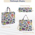 thumbnail image 6 of FORMRS Womens Corduroy Tote Bag Crossbody Shoulder Handbag with Pocket, White Doodle Pattern, 6 of 7