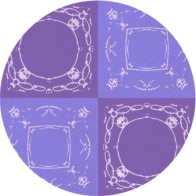 Ahgly Company Machine Washable Indoor Round Transitional Purple Mimosa Purple Area Rugs, 3' Round