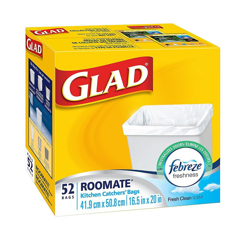 Glad Roomate Kitchen Catchers Garbage Bags with Febreze Freshness, 52 ...