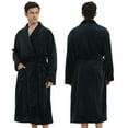 thumbnail image 4 of Bathrobe for Men-Classic Fleece Bathrobe for men, plush Robe, Knee Length Spa Luxury Hotel Bathrobes for Men（black）, 4 of 6