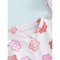 thumbnail image 6 of Toddler Girls Rash Guard Swimsuit Rompers Long Sleeve Flower Print Ruffles Zipper Kids Bathing Suit Swimwear with Swim Cap, 6 of 10