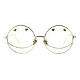 thumbnail image 2 of Women's Clear Lens Glasses Round Metal Frame Heart Studs UV400 Yellow Gold, 2 of 4