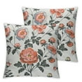 thumbnail image 2 of Acheng Chinoiserie Mughal Flower Pillow Covers Asian Style Throw Pillow Cover Coral Farmhouse Pillow Case Cushion Cover Home Decor for Bedroom Living Room Sofa,Set of 2 White, 2 of 6
