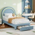 thumbnail image 2 of Yiwa Twin LED Platform Bed, Upholstered Rainbow Headboard with Lamb Wool Fabric and Storage Drawer, No Box Spring Needed, 2 of 6