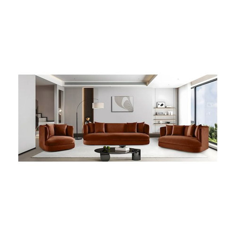 Meridian Furniture Alder Cognac Velvet Loveseat