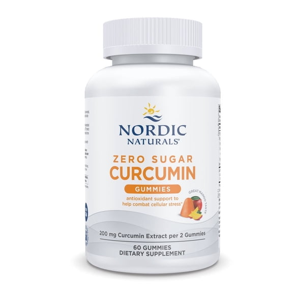 Nordic Naturals Zero Sugar Curcumin Gummies, 200 Mg, Non-GMO, 60 Count