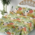 thumbnail image 3 of Ambesonne Exotics Vibe Fitted & Flat Sheet with Shams 4 Pcs Set, Dreamy Leafy Pattern, Calking, Fern Green Vermilion Grey, 3 of 5