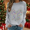thumbnail image 2 of Makaor Sweatshirt Women Christmas Crew Neck Tops Fleece Long Sleeve Pullover Graphic Casual Fall Clothes Gray M, 2 of 4