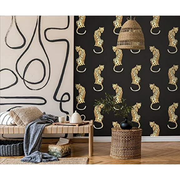 NextWall Daisy Bennett Designs Leopard King Peel and Stick Wallpaper (Black)