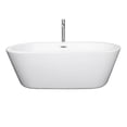 thumbnail image 2 of Mermaid 67 Inch Freestanding Bathtub in White with Floor Mounted Faucet, Drain and Overflow Trim in Polished Chrome, 2 of 5
