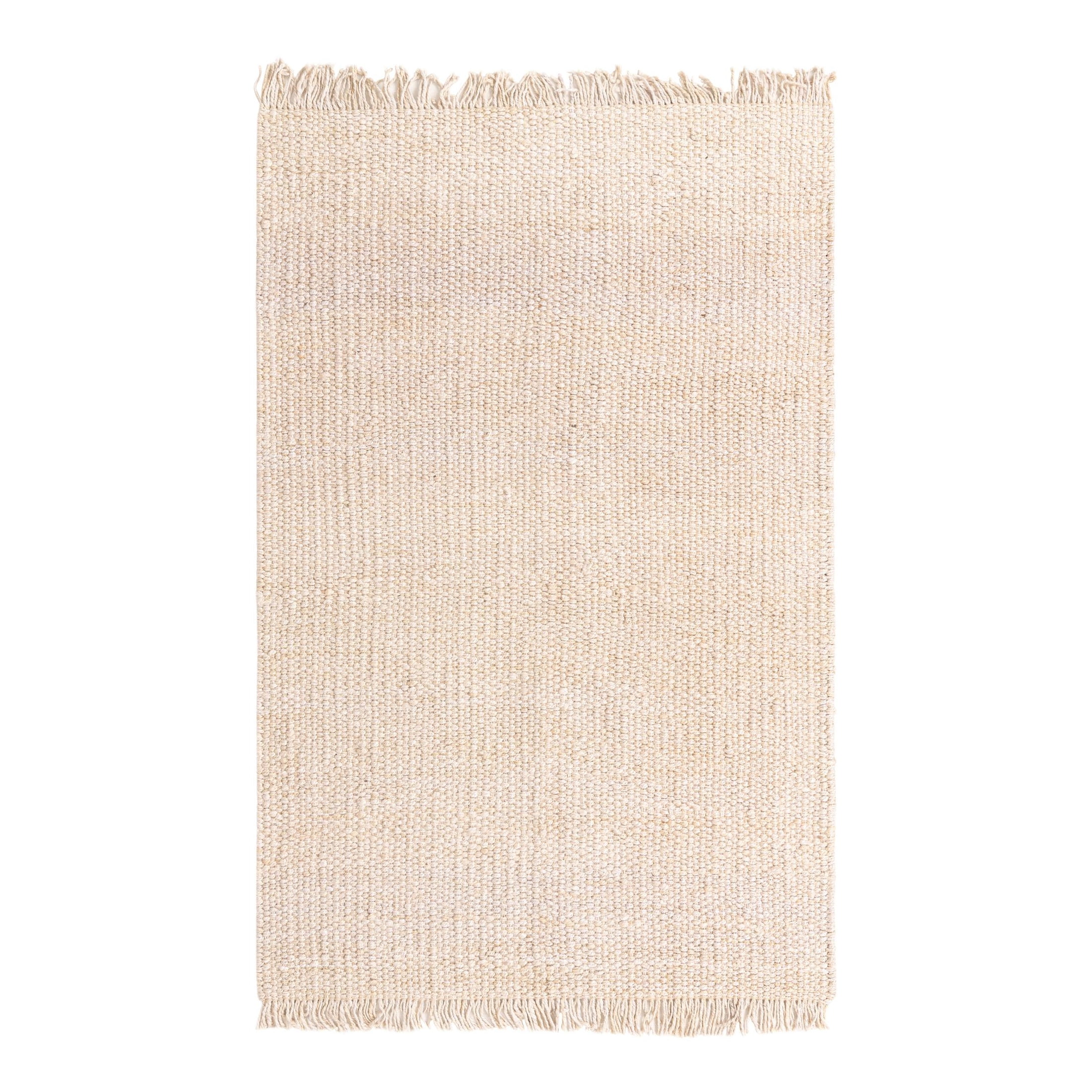 Unique Loom Chunky Jute Collection Area Rug (6' 1" x 9' Rectangle Ivory)