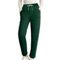 thumbnail image 4 of CENGNIAN Women's Solid Color Fleece Pockets Plus-Size Bandage Elastic Waist Wei Pants Casual Harun Leggings,Green,Size XXL, 4 of 7
