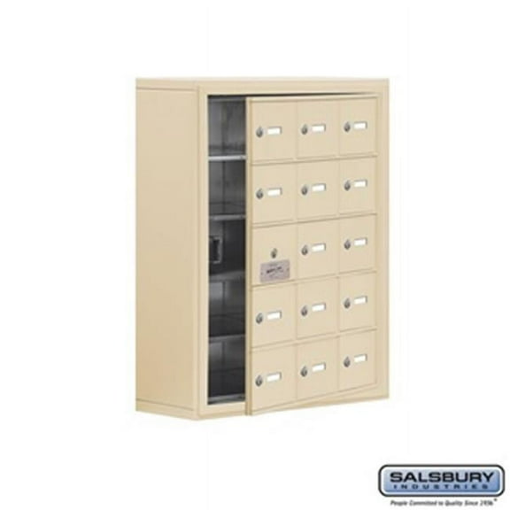 salsburyindustries 19158-15ssk cell phone storage locker with front access panel - 5 door high unit, sandstone