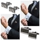 thumbnail image 5 of 6 pares para hombre Gemelos clásicos Camisa de esmoquin para hombre para boda Novio Negocios Conjunto plateado y negro Regalo para el padre, 5 of 7