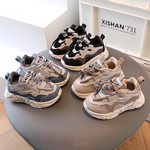Toddler Sneakers for Girls Boys Chunky Sports Shoes Non-Slip Soft Fashion Outdoor Kids Tennis Platform Walking Running Lace-Up