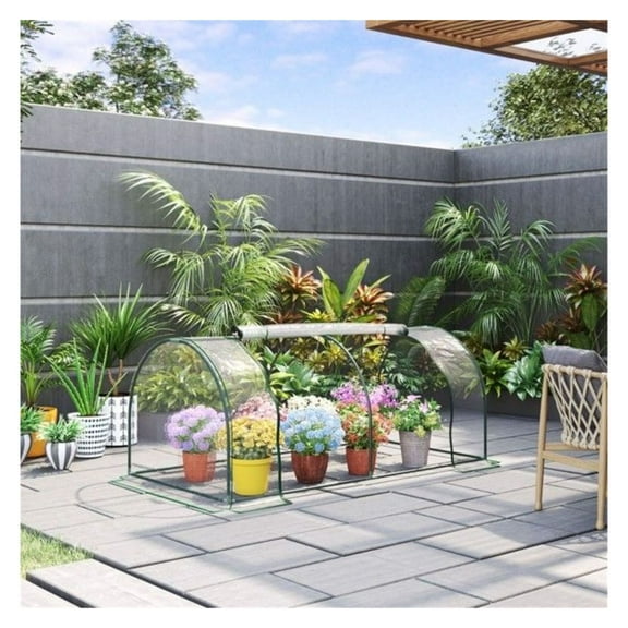Mini Greenhouse - 6.6ft Portable Plant Greenhouse with PVC Cover, Steel Frame, Roll-Up Door - Outdoor Garden Greenhouse for Flowers, Herbs & Seedlings