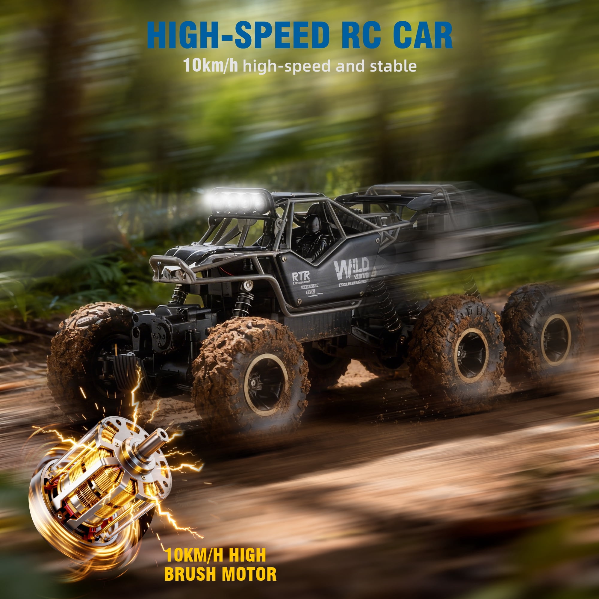 Furnibear 1:12 RC Car for Kids Adults,6WD Monster Truck Remote Control Car,2.4Ghz Waterproof All Terrain Off Road RC Truck Toy Gifts for Boys and Girls