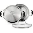 thumbnail image 4 of 18/10 3 Piece Stainless Steel Steamer Cooking Pot & Pan Set with Glass Lid, 4 of 6
