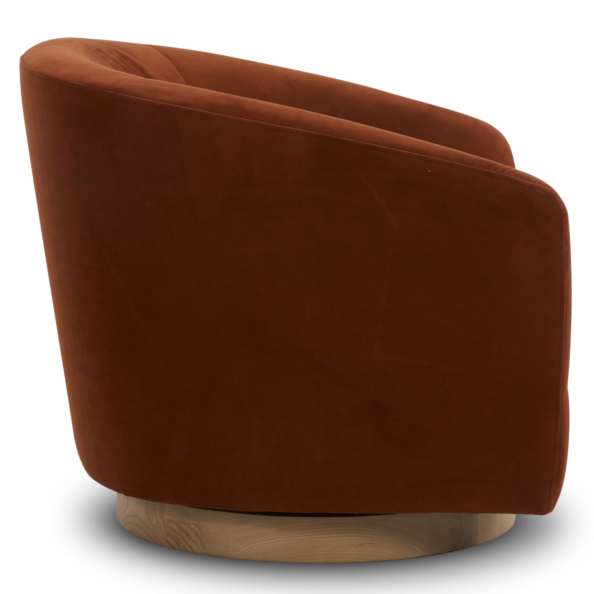 CHITA Swivel Accent Chair Velvet, Round Barrel Arm Chair Living Room, Burnt Orange