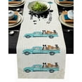 thumbnail image 2 of Table Runner Dresser Scarves 36 Inch Long, Farm Teal Truck with Dogs Linen Dining Table Runners Rustic Vintage Newspaper Texture Tabletop Scarf for Wedding Holiday Party Kitchen, 2 of 7