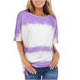 thumbnail image 2 of Nuoqisi Mode Femmes T-Shirt Imprimé Manches Courtes Col Rond T-Shirt Décontracté Hauts Blouse Femmes T-Shirts Plissés Manches Courtes Hauts Décontractés Habillés Blouses Patchwork T-Shirt Blouse, 2 of 4