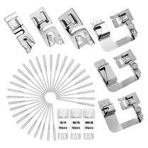 6 Pcs Sewing Machine Hem Presser Feet Kit and 30 Pcs Sewing Machine Needles, 3 Pcs Narrow   3 Pcs Wide Hem