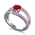 thumbnail image 2 of 2.50 Ct Round Shape Red Ruby & Pink Sapphire Gemstone Latest Anniversary Ring for Wife Solid 14K White Gold Size 6.5 by Diamond-Capitals, 2 of 8