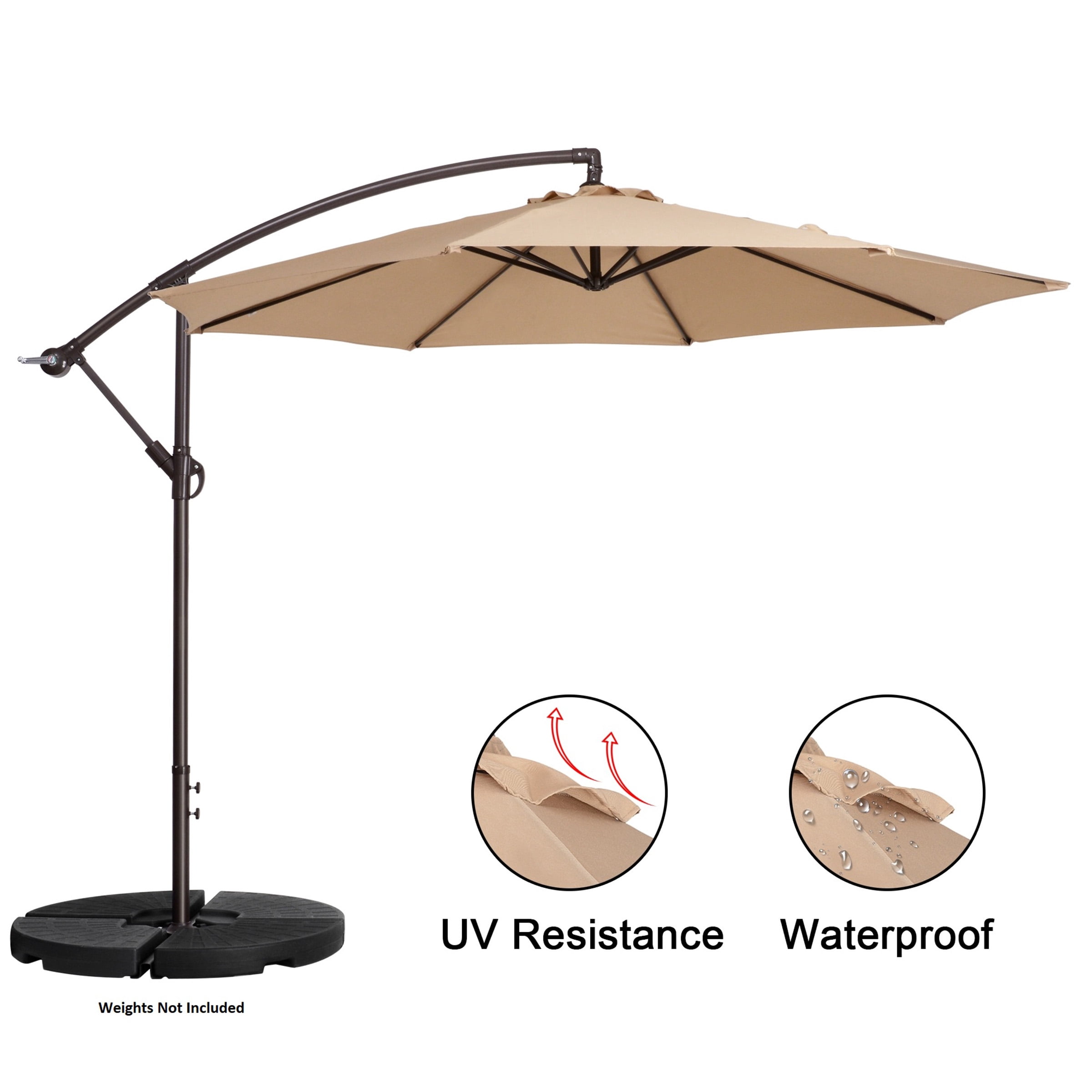 Villacera Cantilever Umbrella - 10FT Offset Outdoor Patio Umbrella with Tilt, Beige
