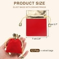 thumbnail image 2 of Uxcell 12Pcs Bolsas de Terciopelo con Cierre de Cordón 2.8 x 3.7 pulgadas para Empaque de Joyas, Rojo Dorado, 2 of 7