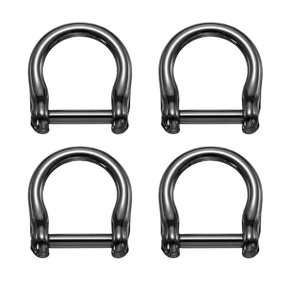 4Pack Screw in Shackle Horseshoe D-Ring, 12mm(1/2 Inch) Key Holder U-Shape Ring Buckle, Purse Strap Accessories for DIY Leather Craft Keychain, Black