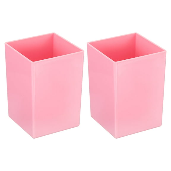 Unique Bargains Pencil Holder Plastic Pen Makeup Brush Holder Square Desktop Organizer Pink