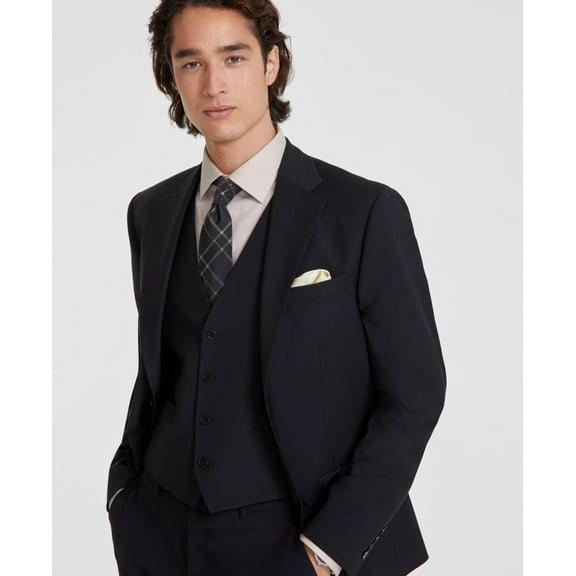 Calvin Klein Mens Slim fit Suit Jacket Blazer 36 S Black Solid Stretch Wool