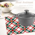 thumbnail image 3 of Christmas Plaid Decoration Placemats, Red Green White Diagonal Check (Red) Table Mat Linen Burlap Washable Double-Deck Heat Insulation for Dining Table Kitchen Table Set of 6 (12 X 18 Inch), 3 of 6