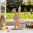 thumbnail image 2 of Small Accent Table for Small Spaces Wooden Easter Rabbit and Egg Decoration 10x15cm, Multicolor Patterned Tabletop Ornament, Dining Table for Small Spaces Party Decor and Centerpiece, 2 of 6