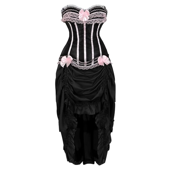 Grebrafan Striped Corsets Bustiers with Pirate Skirt Women S Pink